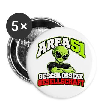 Area 51 – Geschlossene Gesellschaft - Buttons groß 56 mm (5er Pack) - Weiß - Vorne