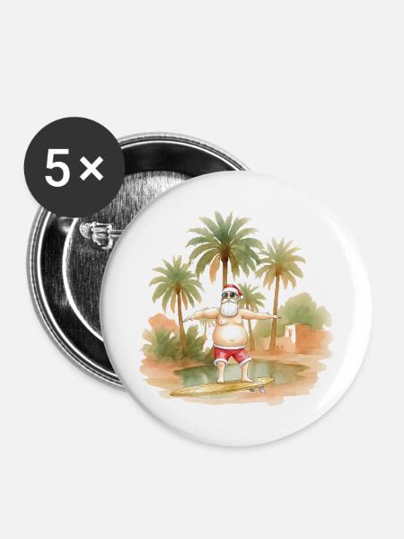 Weihnachten unter Palmen - Buttons groß 56 mm (5er Pack) - Weiß