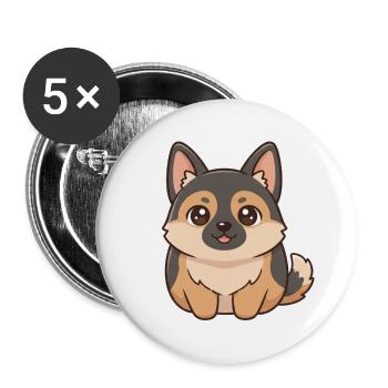 Deutscher Schäferhund - Buttons groß 56 mm (5er Pack) - Weiß - Vorne