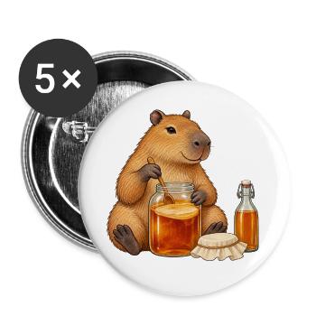 Capybara braut Kombucha - Buttons groß 56 mm (5er Pack) - Weiß - Vorne