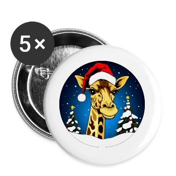 Giraffen Weihnachten - Buttons groß 56 mm (5er Pack) - Weiß - Vorne