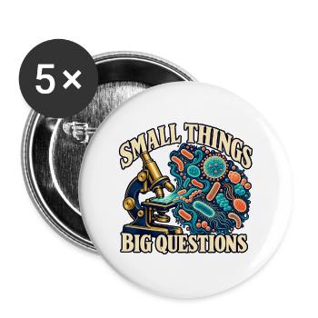Kleine Dinge, große Fragen Mikrobiologie - Buttons groß 56 mm (5er Pack) - Weiß - Vorne