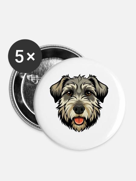 Wheaten Terrier Hundekopf - Buttons groß 56 mm (5er Pack) - Weiß