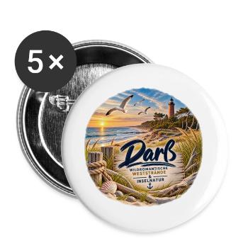 Darß Westküstenzauber Strandbild - Buttons groß 56 mm (5er Pack) - Weiß - Vorne