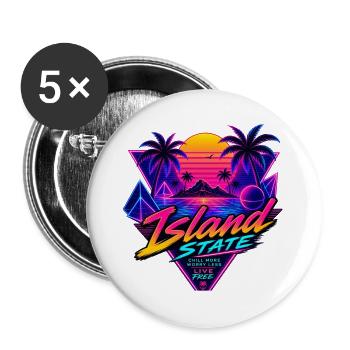 Insel Neon Retro Sunset - Buttons groß 56 mm (5er Pack) - Weiß - Vorne