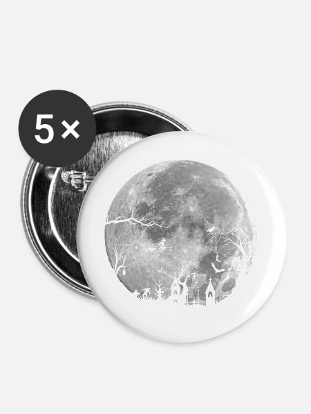 Ganze Nacht: Unheimlicher Wald - Buttons groß 56 mm (5er Pack) - Weiß