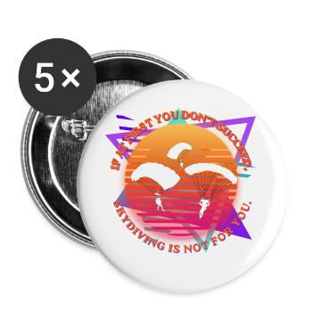 Sonnenuntergangs- und Gleitschirmsprung-Witz - Buttons groß 56 mm (5er Pack) - Weiß - Vorne