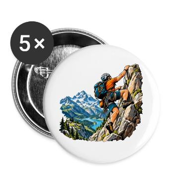 Kletter Abenteuer für Bergsteiger - Buttons groß 56 mm (5er Pack) - Weiß - Vorne