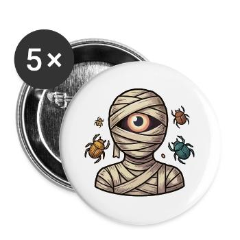 Einäugige Mumie unter den bunten Insekten - Buttons groß 56 mm (5er Pack) - Weiß - Vorne