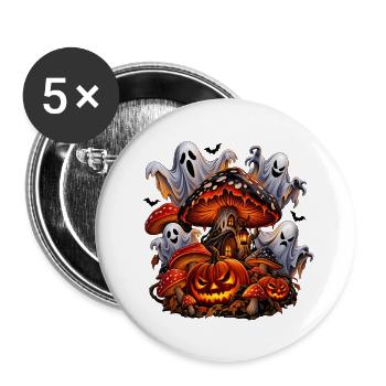 Spüre das Geheimnis der Halloween-Nacht! - Buttons groß 56 mm (5er Pack) - Weiß - Vorne