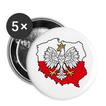 Polnischer Adler auf der zweifarbigen Karte Polens - Buttons groß 56 mm (5er Pack) - Weiß - Vorne