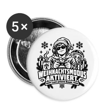 Weihnachtsmodus aktiviert: Lustiges Gamer-Geschenk - Buttons groß 56 mm (5er Pack) - Weiß - Vorne
