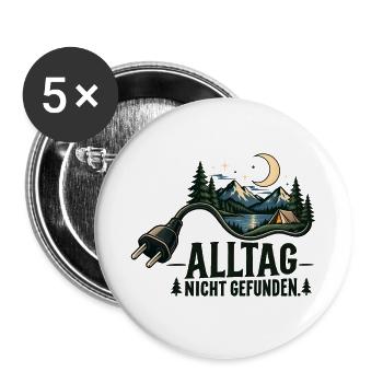 Alltag Nicht Gefunden – Nachtcamping - Buttons groß 56 mm (5er Pack) - Weiß - Vorne