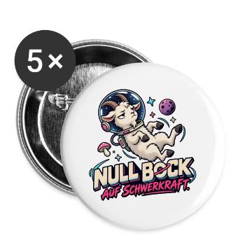 Null Bock auf Schwerkraft - Buttons groß 56 mm (5er Pack) - Weiß - Vorne