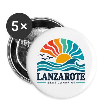 Lanzarote - Islas Canarias - Kanaren - Spanien - Buttons groß 56 mm (5er Pack) - Weiß - Vorne