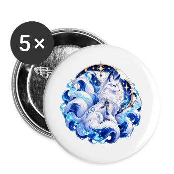 Lunar Spirit Fox - Buttons groß 56 mm (5er Pack) - Weiß - Vorne