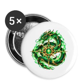 Smaragdgrüner Schlangenstern - Buttons groß 56 mm (5er Pack) - Weiß - Vorne