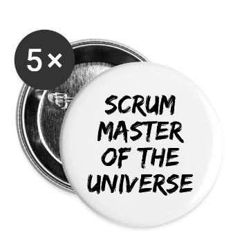 SCRUM MASTER OF THE UNIVERSE AGILE TEAM - Buttons groß 56 mm (5er Pack) - Weiß - Vorne