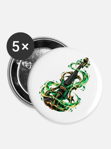 Smaragdgrüne Arkane Violine - Buttons groß 56 mm (5er Pack) - Weiß