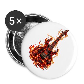 Inferno Dragon Gitarre - Buttons groß 56 mm (5er Pack) - Weiß - Vorne