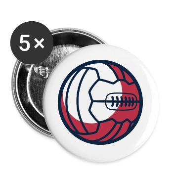 Retro Fussball Lederball Icon - Buttons groß 56 mm (5er Pack) - Weiß - Vorne