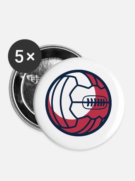 Retro Fussball Lederball Icon - Buttons groß 56 mm (5er Pack) - Weiß