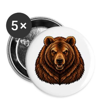 Der Bär - Buttons groß 56 mm (5er Pack) - Weiß - Vorne