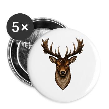 Damhirsch - Buttons groß 56 mm (5er Pack) - Weiß - Vorne