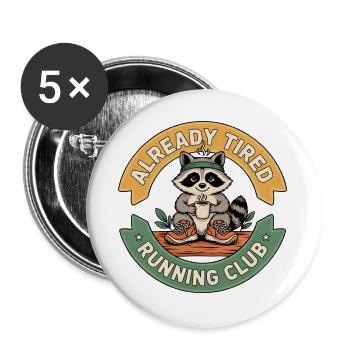 Raccoon Running Club - Buttons groß 56 mm (5er Pack) - Weiß - Vorne