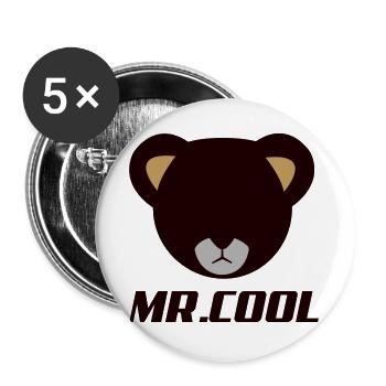 Bärenkopf Logo MR Lodol - Buttons groß 56 mm (5er Pack) - Weiß - Vorne