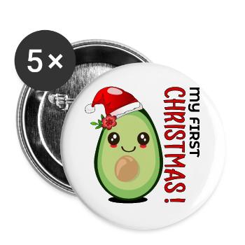 Mein erstes Weihnachten, Avocado Baby - Buttons groß 56 mm (5er Pack) - Weiß - Vorne