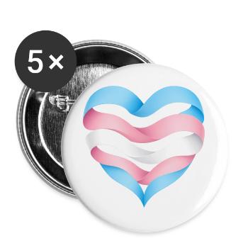 Transgender Herzdesign S1 - Buttons groß 56 mm (5er Pack) - Weiß - Vorne