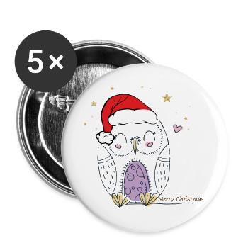 Merry Christmas - Buttons groß 56 mm (5er Pack) - Weiß - Vorne