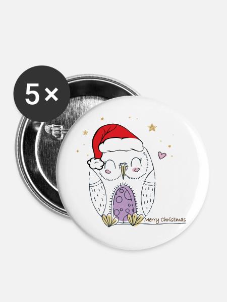 Merry Christmas - Buttons groß 56 mm (5er Pack) - Weiß