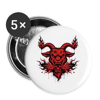 Sumi-e Fire Goat Shirt Japanische  Feuer ziege - Buttons groß 56 mm (5er Pack) - Weiß - Vorne