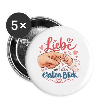 Liebe auf den ersten Blick - Buttons groß 56 mm (5er Pack) - Weiß - Vorne