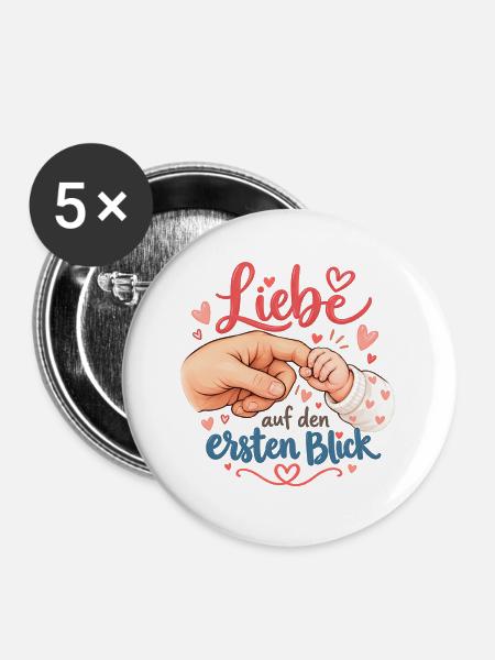 Liebe auf den ersten Blick - Buttons groß 56 mm (5er Pack) - Weiß