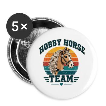 Hobby Horse Team Vintage Retro - Buttons groß 56 mm (5er Pack) - Weiß - Vorne