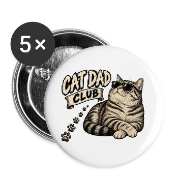 cool dad club - coole Katze - Buttons groß 56 mm (5er Pack) - Weiß - Vorne