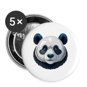 Pandakopf - Buttons groß 56 mm (5er Pack) - Weiß - Vorne