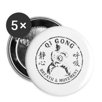 Vintage Qi Gong Atembewegung Yin Yang - Buttons groß 56 mm (5er Pack) - Weiß - Vorne