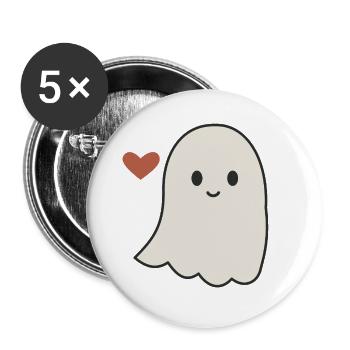Halloween Geist Damen - Buttons groß 56 mm (5er Pack) - Weiß - Vorne
