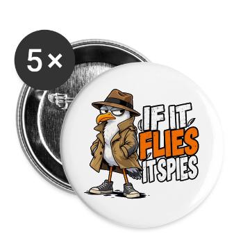 Spy Seagull Noir - Buttons groß 56 mm (5er Pack) - Weiß - Vorne