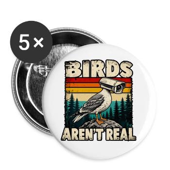 Vögel sind keine echten Kamera-Vogel - Buttons groß 56 mm (5er Pack) - Weiß - Vorne