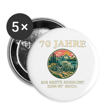 70 Jahre Aussicht kommt noch - Buttons groß 56 mm (5er Pack) - Weiß - Vorne