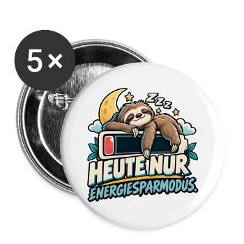 Energiesparmodus Faultier für Gamer Geschenkidee - Buttons groß 56 mm (5er Pack) - Weiß - Vorne