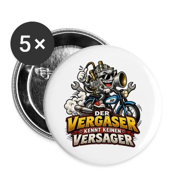 Vergaser Motorheld Kein Versager - Buttons groß 56 mm (5er Pack) - Weiß - Vorne