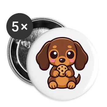 Dackel Hund Cartoon Kawaii Süßigkeit - Buttons groß 56 mm (5er Pack) - Weiß - Vorne