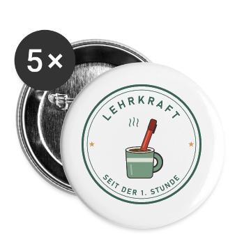 Kaffee & Rotstift Retro für Lehrer und Lehrerinnen - Buttons groß 56 mm (5er Pack) - Weiß - Vorne
