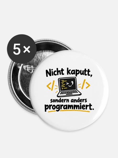 Nicht kaputt, anders programmiert - Buttons groß 56 mm (5er Pack) - Weiß